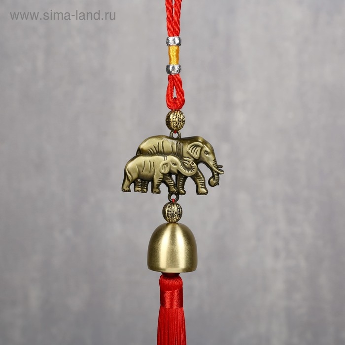 Колокольчик металл "Слон и слонёнок" 1 колокол d=2,5 см 35х5,5х2,7 см