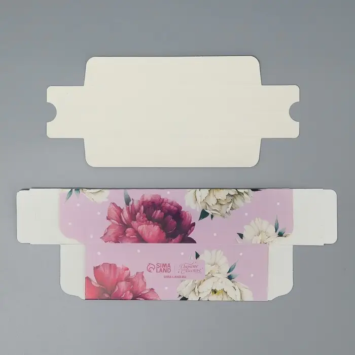 Коробка для макарун, кондитерская упаковка &laquo;Тебе с любовью&raquo;, пионы, 5.5 х 18 х 5.5 см