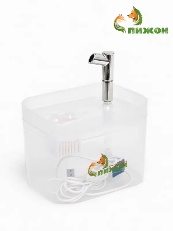Фонтан для кошек и собак 1,5 л, 16,5 х 13 х 12 см, евророзетка, прозрачный