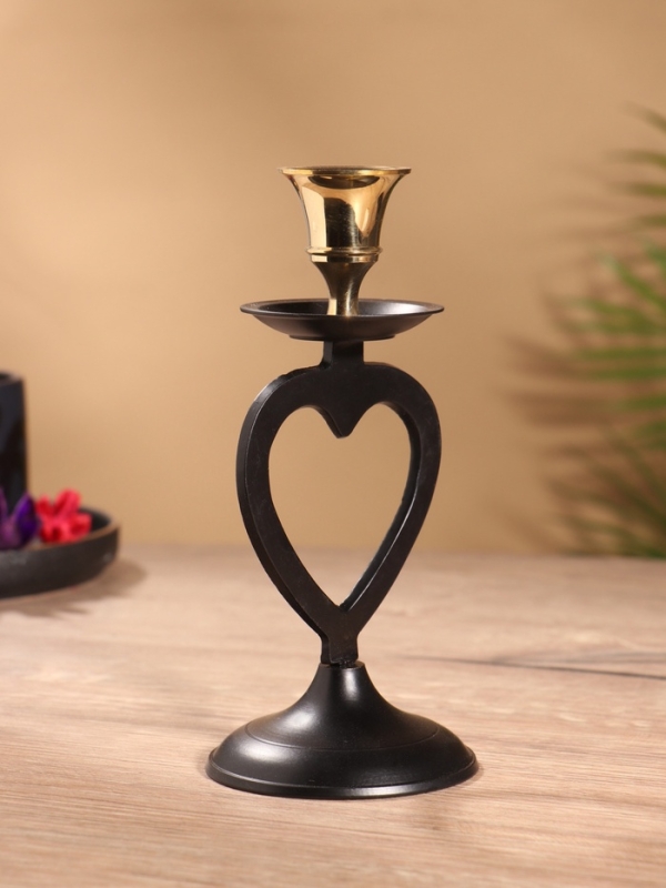 Подсвечник на 1 свечу "Купидон" латунь, черный с золотом 7х7,5х16,5 см