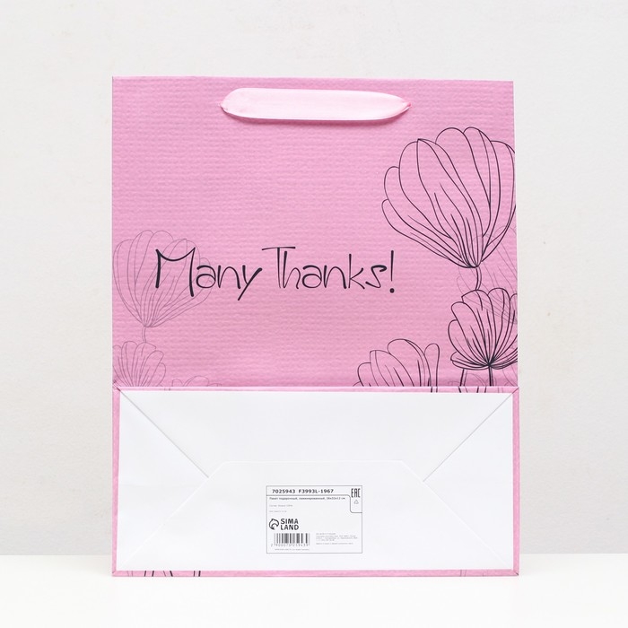 Пакет ламинированный «Many thanks» 26 x 32 x 12 см Пакет ламинированный «Many thanks» 26 x 32 x 12 см