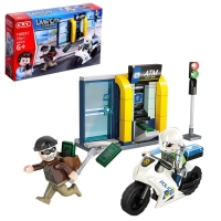 Конструктор блочный для мальчиков Полиция &laquo;Погоня на мотоцикле&raquo;, 106 деталей