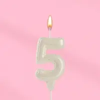 Свеча в торт &laquo;Праздник&raquo; цифра 5, жемчужный перламутр с блестками