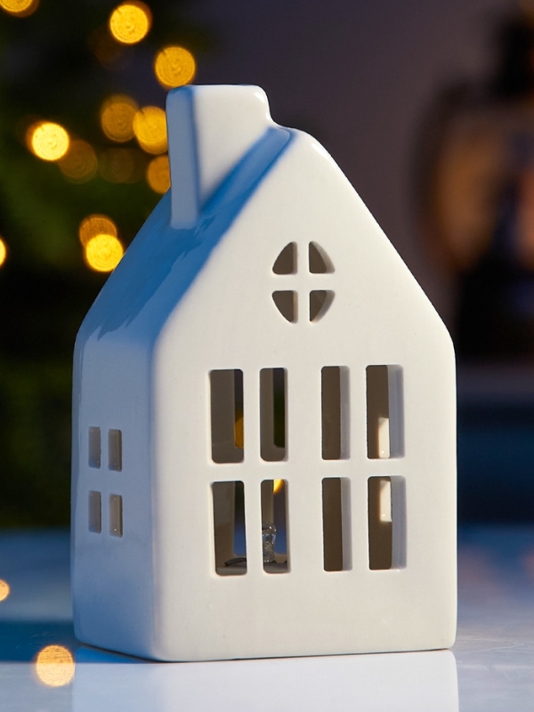 Светодиодная фигура "Дом с трубой" 12.6х5.5х7.5, 1 LED, LR44x3(в компл.), Т/БЕЛЫЙ