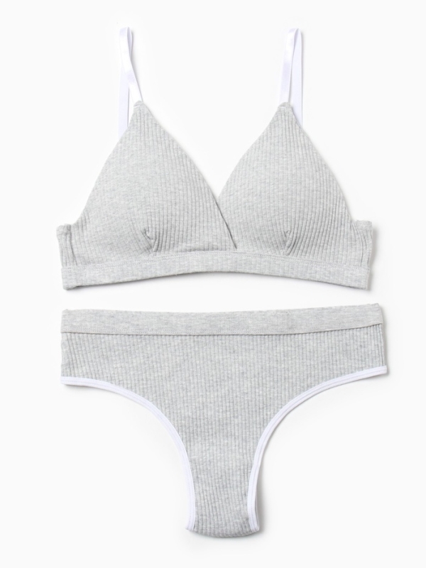 Комплект женский (топ, трусы) цвет серый, размер 42-44