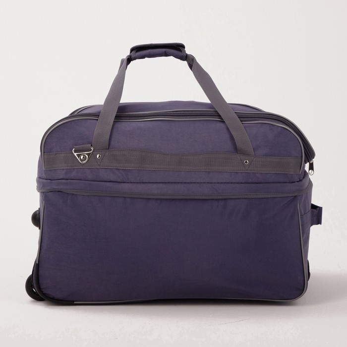 Сумка дорожная на колёсах, отдел на молнии, с увеличением, 2 наружных кармана, длинный ремень, цвет серый Сумка дорожная на колёсах, отдел на молнии, с увеличением, 2 наружных кармана, длинный ремень, цвет серый