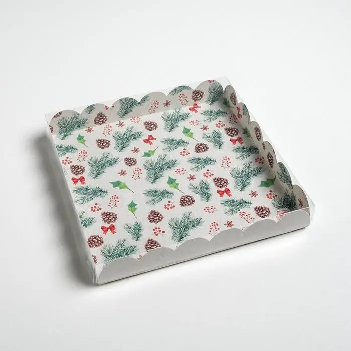 Коробка для кондитерских изделий с пластиковой крышкой &laquo;Winter time&raquo;, 21 х 21 х 3 см