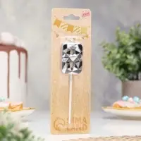 Свеча для торта &laquo;Алмаз&raquo;, цифра 8, серебристый металлик