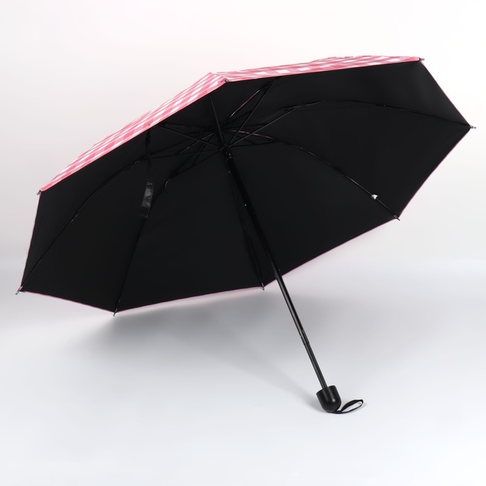 Зонт механический &laquo;Клетка&raquo;, эпонж, 4 сложения, 8 спиц, R = 48/55 см, D = 110 см, цвет МИКС