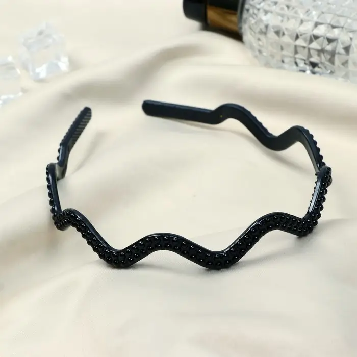 Ободок для волос &laquo;Дивина&raquo;, волна, 0.6 см, чёрный