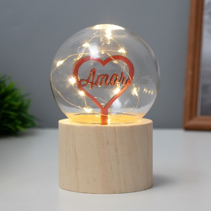 Ночник &laquo;Шар-сердце&raquo; LED 3хAG10 шар 8см 6,5х6,5х11,5см