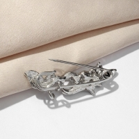 Булавка &laquo;Лоза&raquo;, 3 см, цвет белый в серебре