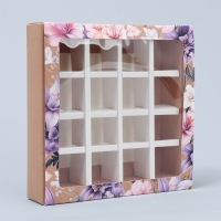 Коробка для конфет, кондитерская упаковка, 16 ячеек, &laquo;Самой нежной&raquo; 17.7 х 17.7 х 3.8 см