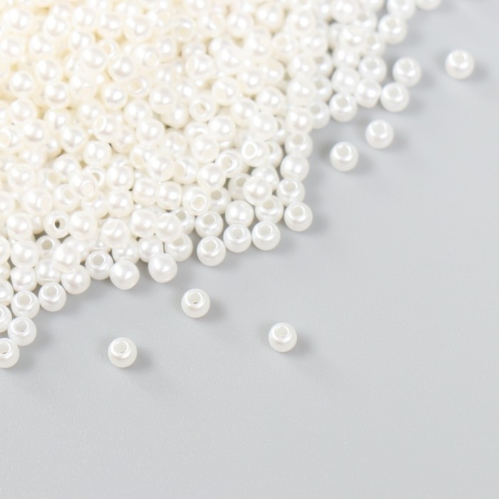 Набор бусин Набор бусин "Рукоделие" пластик, диаметр 3 мм, 25 гр, молочный