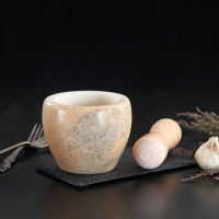 Ступка с пестиком из камня Доляна «Мрамор», 10×8 см, цвет бежевый Ступка с пестиком из камня Доляна «Мрамор», 10×8 см, цвет бежевый