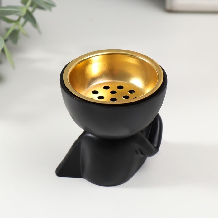 Подставка под благовония полистоун "Человечек сидит" чёрный  6,7х6х6,8 см