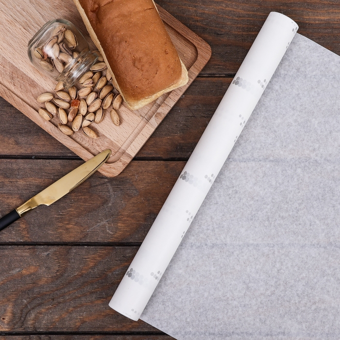 Бумага силиконизированная &laquo;Бусинки&raquo; серебро, 0,38 х 5 м