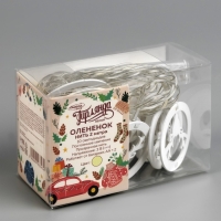 Гирлянда &laquo;Нить&raquo; 2 м с насадками &laquo;Олень&raquo;, IP20, прозрачная нить, 10 LED, батарейки AAх2 (нет в комплекте), свечение тёплое белое