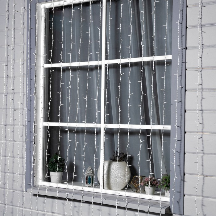 Гирлянда &laquo;Занавес&raquo; 2 &times; 9 м, IP44, УМС, белая нить, 1800 LED, свечение мульти, 220 В