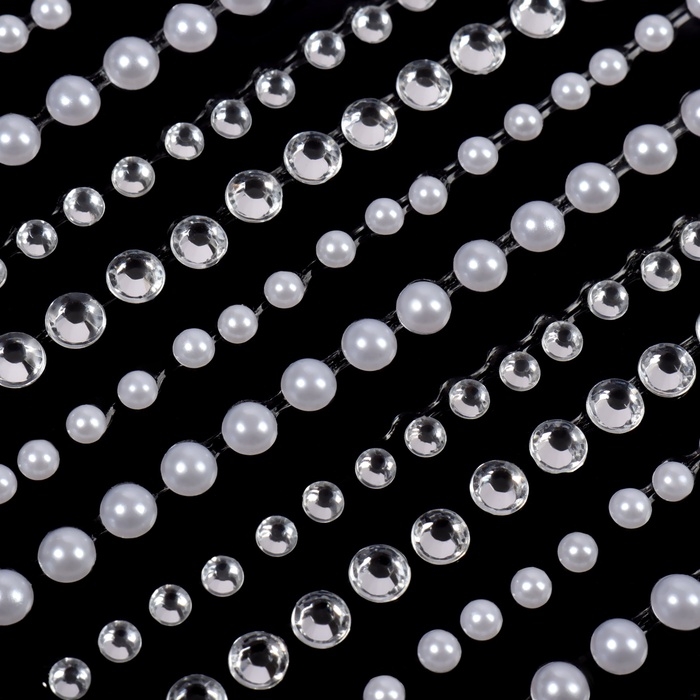 Стразы жемчужные для декора ногтей, на клеевой основе, цвет серебристый/белый Стразы жемчужные для декора ногтей, на клеевой основе, цвет серебристый/белый