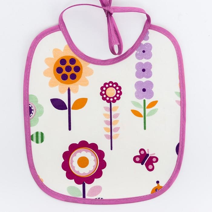 Нагрудник из нетканого полотна с ПВХ покрытием, «Цветы», цвет МИКС Нагрудник из нетканого полотна с ПВХ покрытием, «Цветы», цвет МИКС