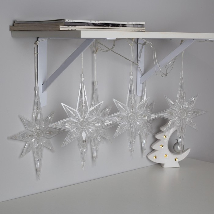 Гирлянда &laquo;Нить&raquo; 2 м с насадками &laquo;Полярная звезда&raquo;, IP20, прозрачная нить, 30 LED, свечение мульти (RG/RB), мигание, 220 В