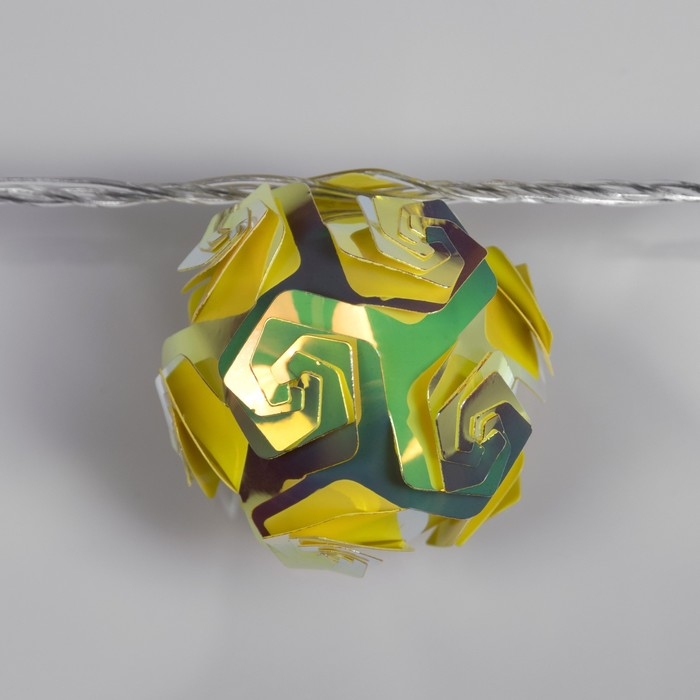 Гирлянда &laquo;Нить&raquo; 4.5 м с насадками &laquo;Цветочные шары&raquo;, IP20, прозрачная нить, 15 LED, свечение тёплое белое, 220 В