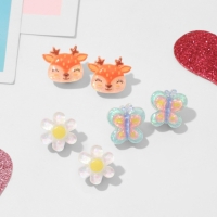 Набор клипс детских (3 пары) &laquo;Выбражулька&raquo; лесная сказка, цветной