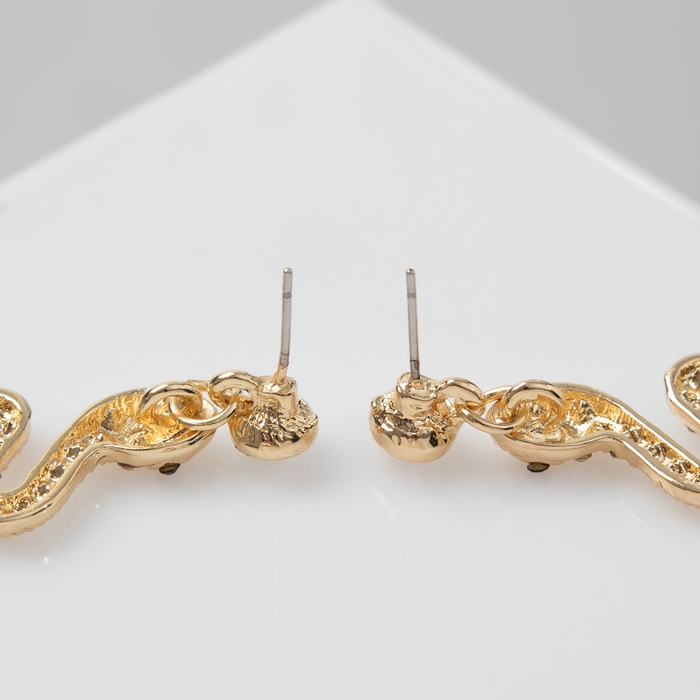 Новый год! Символ года 2025! Серьги со стразами &laquo;Змея&raquo; обольщение, цвет белый в золоте