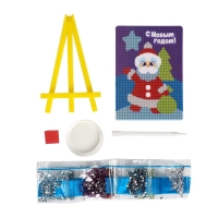 Алмазная мозаика на новый год с частичным заполнением для детей на подставке &laquo;Дед Мороз&raquo;, 10 х 15 см, новогодний набор для творчества