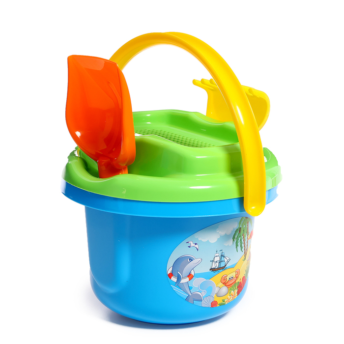 Песочный набор №193: ведро большое, ситечко большое, лопатка, грабельки), цвета МИКС Песочный набор №193: ведро большое, ситечко большое, лопатка, грабельки), цвета МИКС