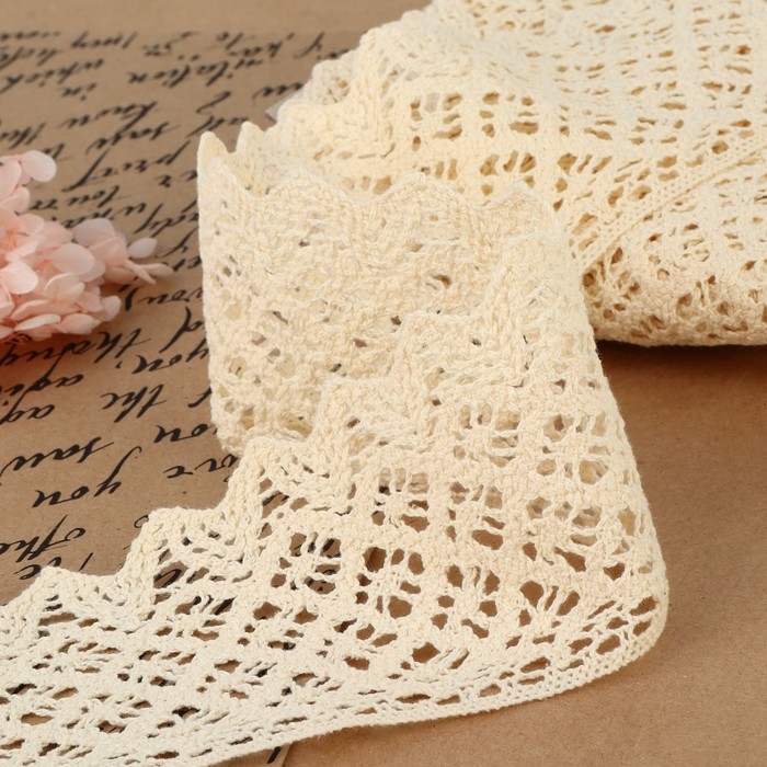 Кружево вязаное, 80 мм &times; 10 &plusmn; 1 м, цвет бежевый