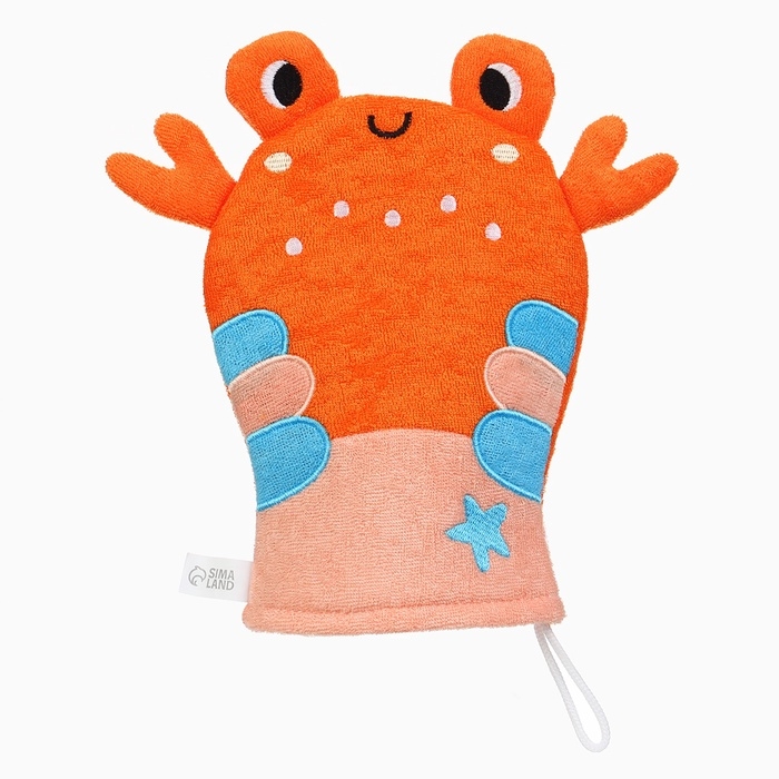 Детская мочалка для купания &laquo;Крабик&raquo;, махра