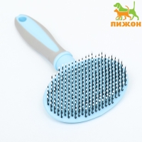Пуходерка пластиковая мягкая с закругленными зубьями, средняя, 9,5 х 16,5 см, голубая Пуходерка пластиковая мягкая с закругленными зубьями, средняя, 9,5 х 16,5 см, голубая