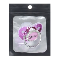 Соска - пустышка силиконовая ортодонтическая &laquo;JUICY&raquo;, от 12 мес., с колпачком, цвет розовый/серебро, стразы