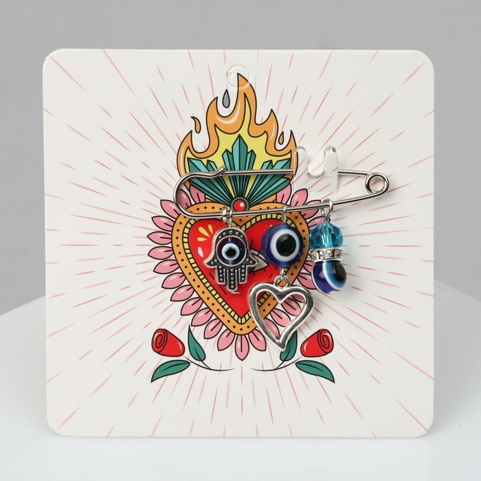 Булавка-оберег &laquo;На встречу второй половинки&raquo;, цвет синий в серебре