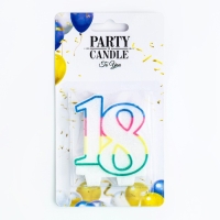 Свеча для торта «Юбилейный ГИГАНТ», цифра "18", ободок цветной, 7,5 см Свеча для торта «Юбилейный ГИГАНТ», цифра "18", ободок цветной, 7,5 см