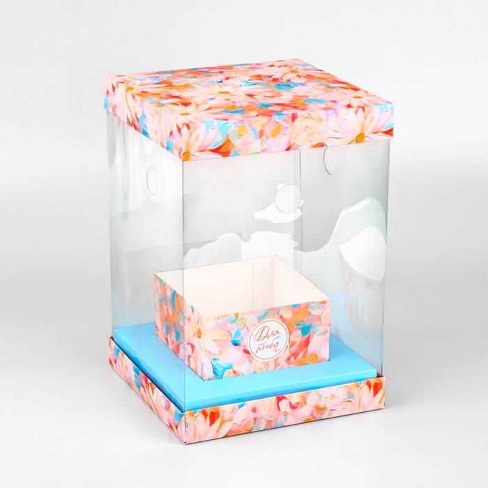 Коробка для цветов с вазой и PVC окнами складная «Весенние цветы», 16 х 23 х 16 см Коробка для цветов с вазой и PVC окнами складная «Весенние цветы», 16 х 23 х 16 см