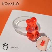 Кольцо &laquo;Мармеладный мишка&raquo;, цвет красный, размер 17