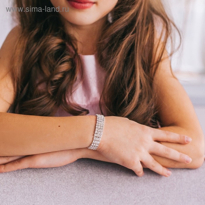 Браслет детский &laquo;Выбражулька&raquo; лёд, 3 ряда, цвет белый в серебре, d=5 см