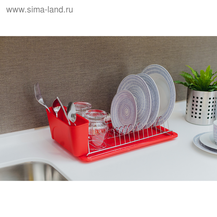 Сушилка для посуды с поддоном Доляна, 38,5&times;21,5&times;12,5 см, цвет МИКС