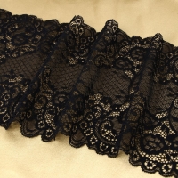Кружевная эластичная ткань, 195 мм &times; 2,7 &plusmn; 0,5 м, цвет чёрный