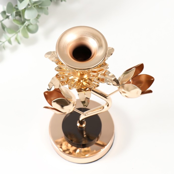 Подсвечник металл, акрил на 1 свечу "Золотые тюльпаны" d=2-6 см 10х10х22,5 см