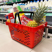 Корзина покупательская пластиковая, 20 л, 2 пластиковые ручки, цвет красный Корзина покупательская пластиковая, 20 л, 2 пластиковые ручки, цвет красный