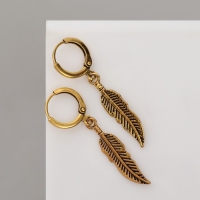 Серьги &laquo;Листья&raquo; соло, цвет чернёное золото