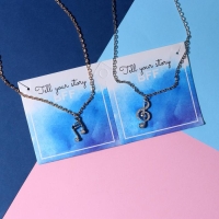 Кулоны &laquo;Неразлучники&raquo; ноты, цвет серебряно-золотой, 50 см