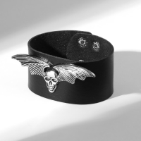 Браслет унисекс &laquo;Хардкор&raquo; череп, цвет чёрный в чернёном серебре