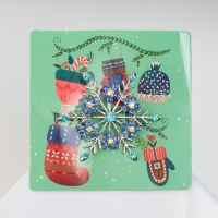 Брошь новогодняя &laquo;Снежинка&raquo;, цвет радужно-синий в серебре