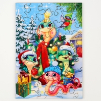 Пазлы фигурные деревянные на новый год «Змея.Зимние игры», 44 элементов, символ года 2025 Пазлы фигурные деревянные на новый год «Змея.Зимние игры», 44 элементов, символ года 2025