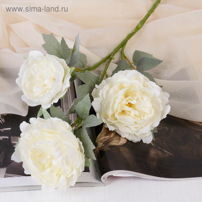 Цветы искусственные Цветы искусственные "Пион Лунная река" 12х85 см, белый